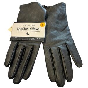 Charter Club Men’s Dark Pewter Leather Touchscreen Gloves Size S